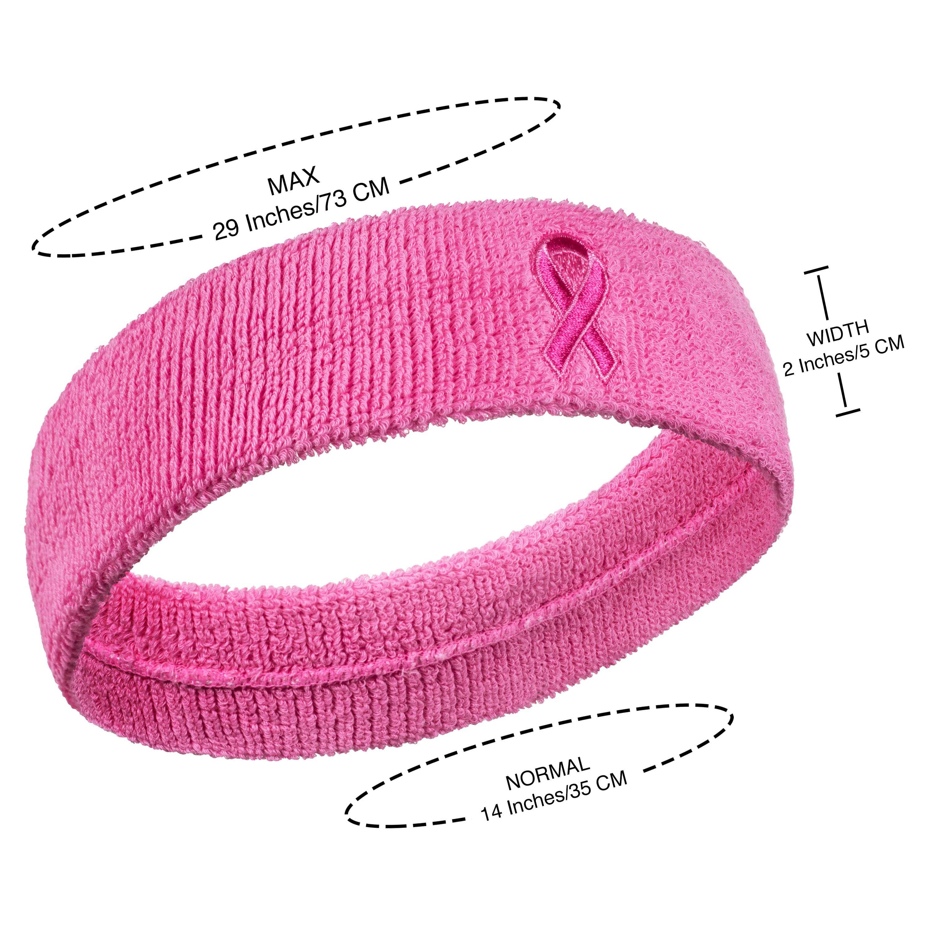 Suddora Pink Ribbon Sweatband Set - Breast Cancer Awareness Headbands &  Wristbands –